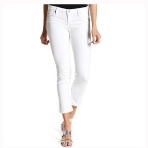 Hudson Women's Bacarra Crop Straight Cuffed Jeans size 29 White Low Rise Stretch